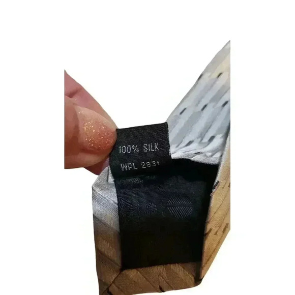 Perry Ellis Portfolio Mens Classic Formal Business Geometric Print Tie Silver - Picture 9 of 12